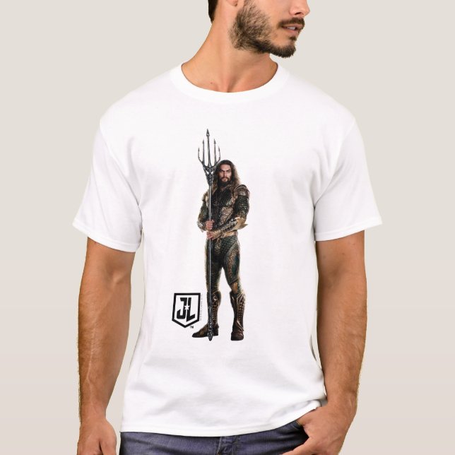 T-shirt Ligue de Justice | Aquaman Sur Le Champ De Bataill (Devant)