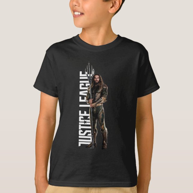 T-shirt Ligue de Justice | Aquaman Sur Le Champ De Bataill (Devant)