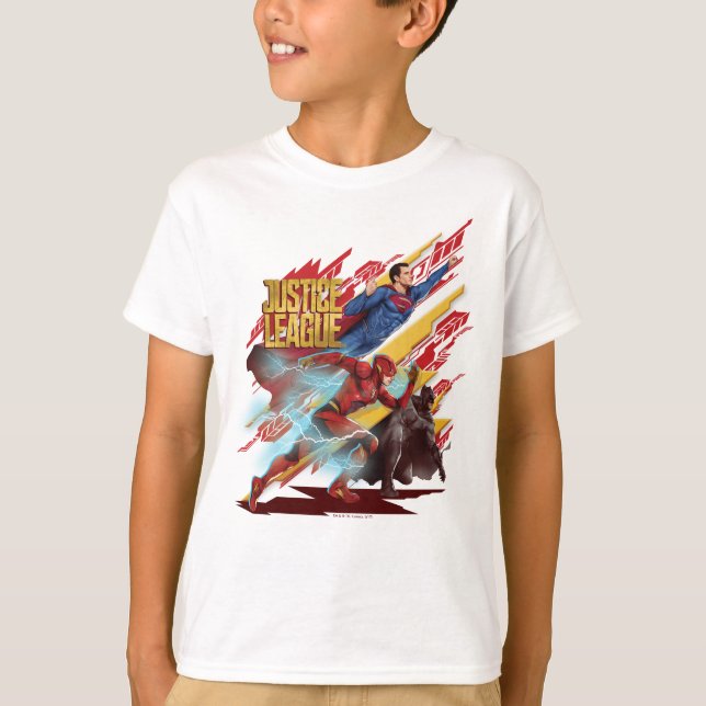 T-shirt Ligue de Justice | Badge Superman, Flash et Batman (Devant)