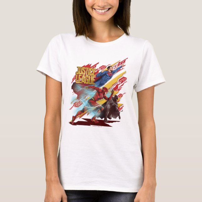 T-shirt Ligue de Justice | Badge Superman, Flash et Batman (Devant)