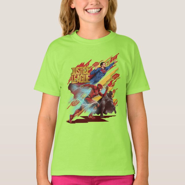 T-shirt Ligue de Justice | Badge Superman, Flash et Batman (Devant)