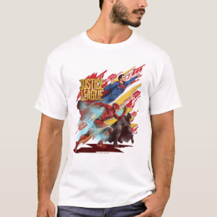 T-shirt Ligue de Justice Badge Superman, Flash et Batman