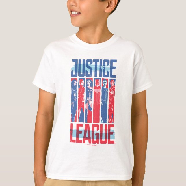 T-shirt Ligue de Justice | Blue & Red Group Pop Art (Devant)