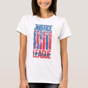 T-shirt Ligue de Justice   Blue & Red Group Pop Art