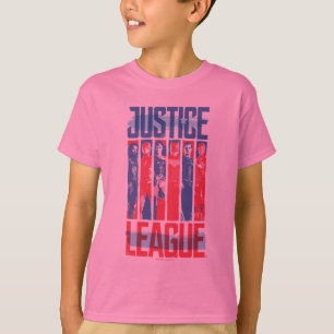 T-shirt Ligue de Justice   Blue & Red Group Pop Art