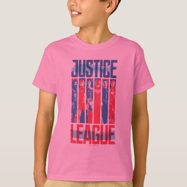 T-shirt Ligue de Justice | Blue & Red Group Pop Art (Devant)