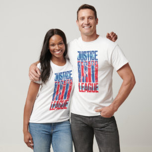 T-shirt Ligue de Justice   Blue & Red Group Pop Art