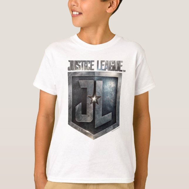 T-shirt Ligue de Justice | Bouclier JL métallique (Devant)