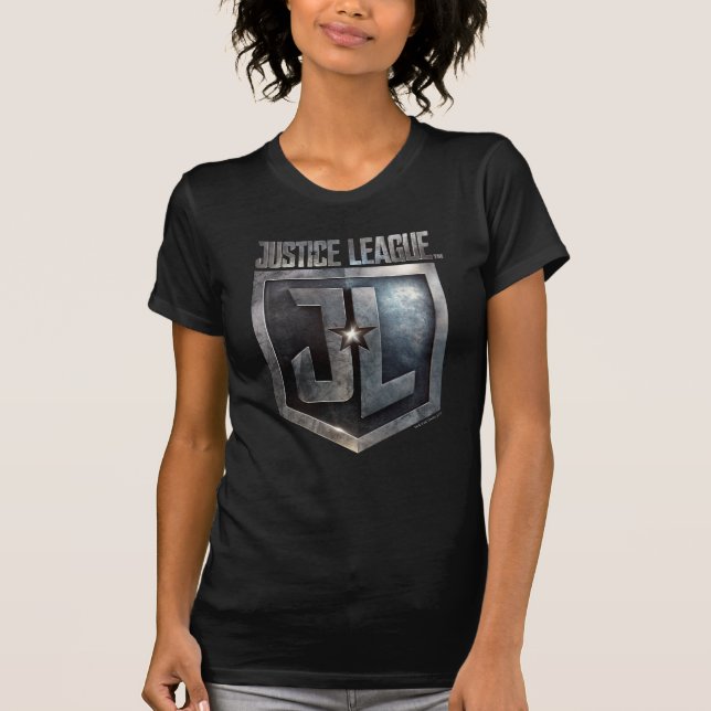 T-shirt Ligue de Justice | Bouclier JL métallique (Devant)
