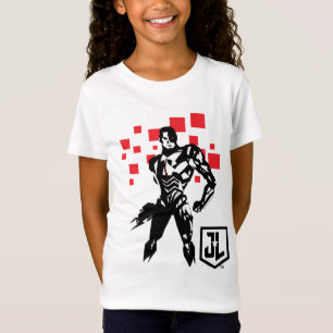 T-Shirt Ligue de Justice Cyborg Digital Noir Pop Art
