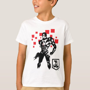 T-shirt Ligue de Justice Cyborg Digital Noir Pop Art