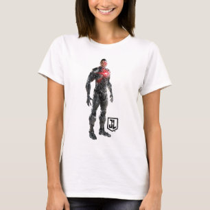T-shirt Ligue de Justice Cyborg Sur Le Champ De Bataille