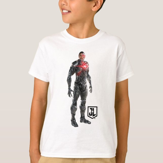 T-shirt Ligue de Justice | Cyborg Sur Le Champ De Bataille (Devant)