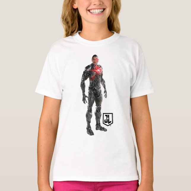 T-shirt Ligue de Justice | Cyborg Sur Le Champ De Bataille (Devant)