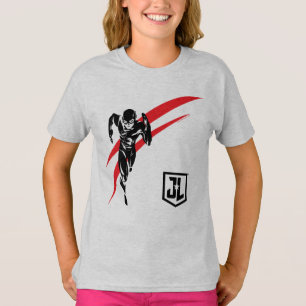 T-shirt Ligue de Justice Flash Running Noir Pop Art