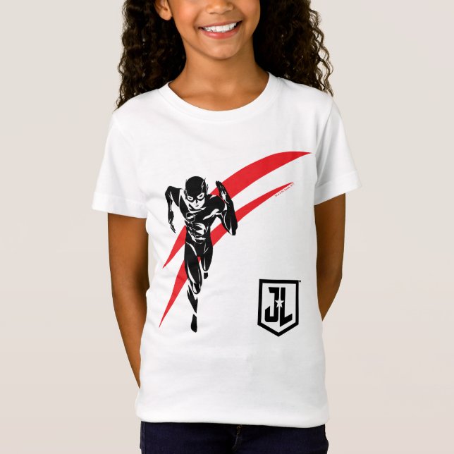 T-Shirt Ligue de Justice | Flash Running Noir Pop Art (Devant)