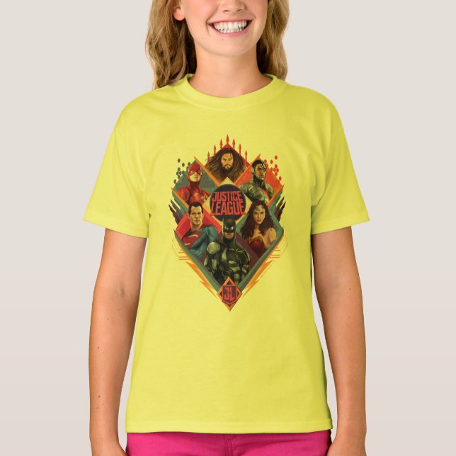 T-shirt Ligue de Justice | Insigne du groupe de hachures d (Devant)