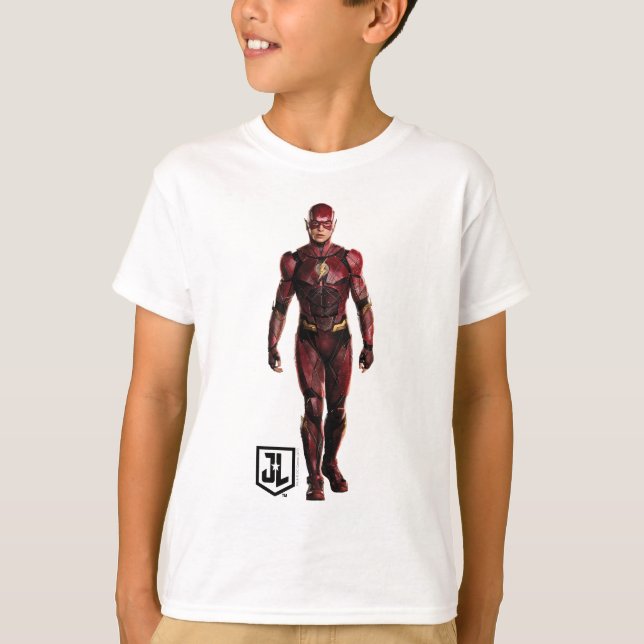 T-shirt Ligue de Justice | Le Flash Sur Le Champ De Batail (Devant)