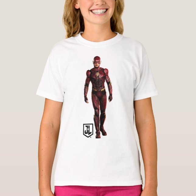 T-shirt Ligue de Justice | Le Flash Sur Le Champ De Batail (Devant)