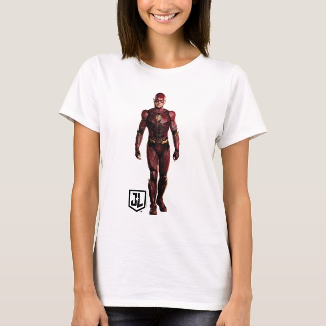 T-shirt Ligue de Justice | Le Flash Sur Le Champ De Batail (Devant)