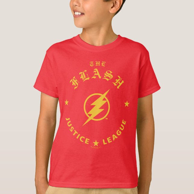 T-shirt Ligue de Justice | L'Emblème Flash Retro Lightning (Devant)