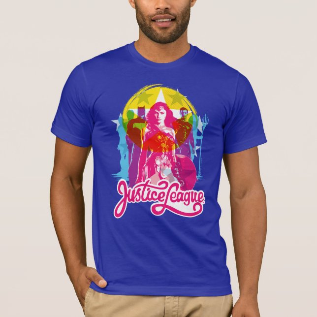 T-shirt Ligue de Justice | Retro Group & Logo Pop Art (Devant)