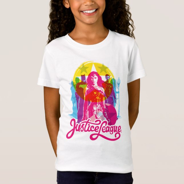 T-Shirt Ligue de Justice | Retro Group & Logo Pop Art (Devant)