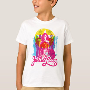 T-shirt Ligue de Justice   Retro Group & Logo Pop Art