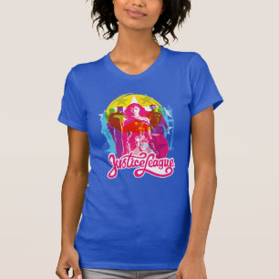 T-shirt Ligue de Justice   Retro Group & Logo Pop Art