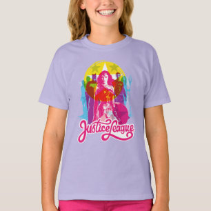 T-shirt Ligue de Justice   Retro Group & Logo Pop Art