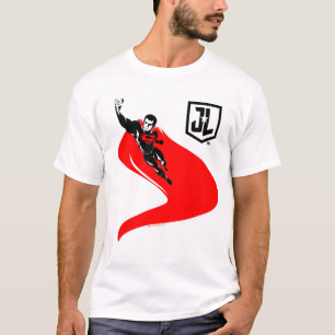 T-shirt Ligue de Justice   Superman Flying Noir Pop Art