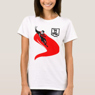 T-shirt Ligue de Justice Superman Flying Noir Pop Art