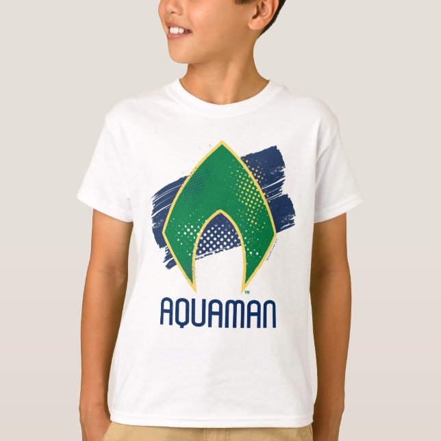 T-shirt Ligue de Justice | Symbole Aquaman à demi-teintes  (Devant)