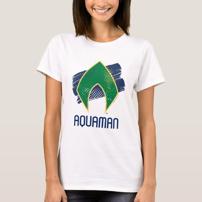 T-shirt Ligue de Justice | Symbole Aquaman à demi-teintes  (Devant)