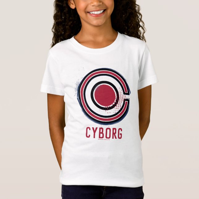 T-Shirt Ligue de Justice | Symbole de cyborg brosse et dem (Devant)