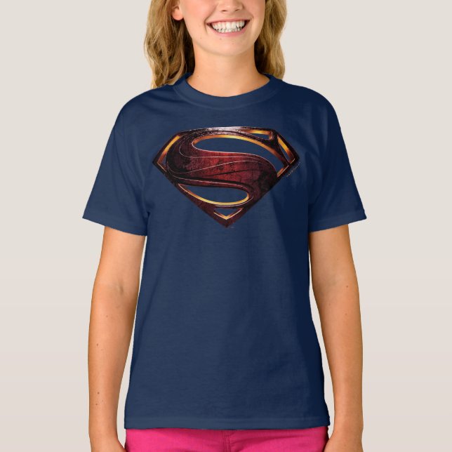 T-shirt Ligue de Justice | Symbole de superman métallique (Devant)