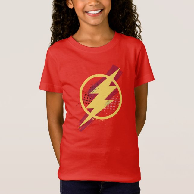 T-Shirt Ligue de Justice | Symbole Flash brosse et demi-to (Devant)