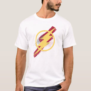 T-shirt Ligue de Justice   Symbole Flash brosse et demi-to