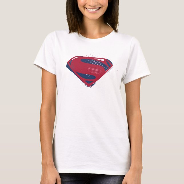 T-shirt Ligue de Justice | Symbole Superman brosse et demi (Devant)