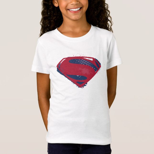 T-Shirt Ligue de Justice | Symbole Superman brosse et demi (Devant)