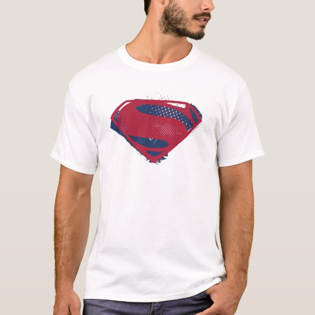 T-shirt Ligue de Justice | Symbole Superman brosse et demi (Devant)