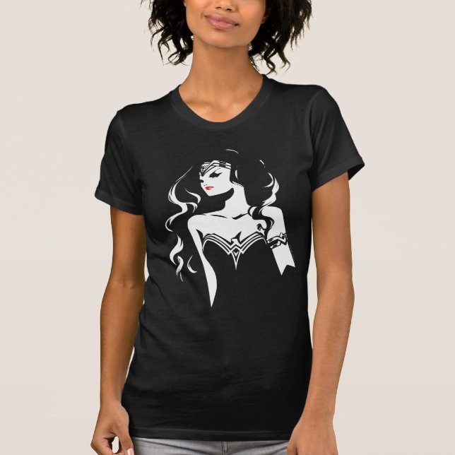 T-shirt Ligue de Justice | Wonder Woman Noir Pop Art (Devant)