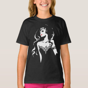T-shirt Ligue de Justice Wonder Woman Noir Pop Art