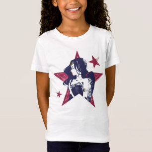 T-Shirt Ligue de Justice   Wonder Woman & Stars Pop Art