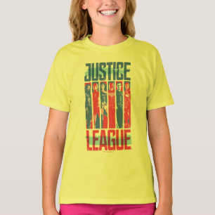 T-shirt Ligue de la justice  Blue & Red Group Pop Art