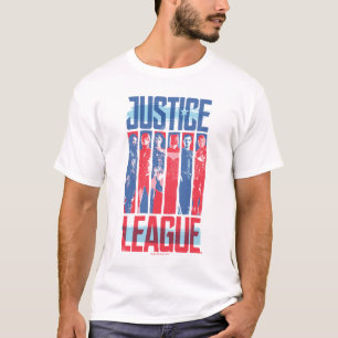 T-shirt Ligue de la justice Blue & Red Group Pop Art