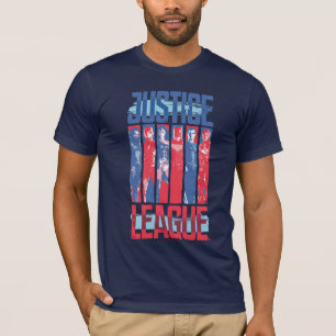 T-shirt Ligue de la justice  Blue & Red Group Pop Art