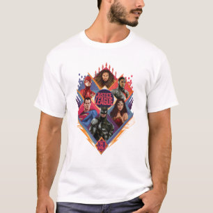 T-shirt Ligue de la justice  Insigne du groupe de hachures