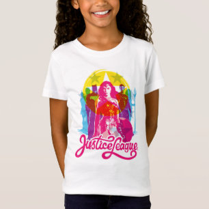 T-Shirt Ligue de la justice  Retro Group & Logo Pop Art