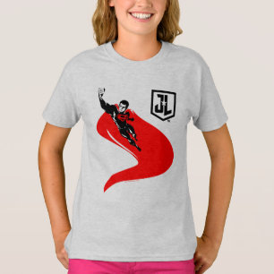 T-shirt Ligue de la justice Superman Flying Noir Pop Art